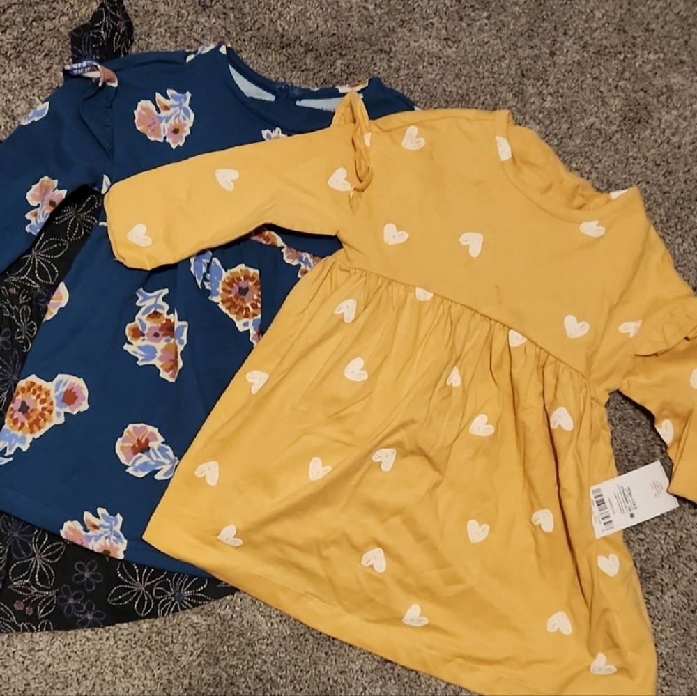 Carter's Blue Floral and Yellow Heart Kids Dress Set